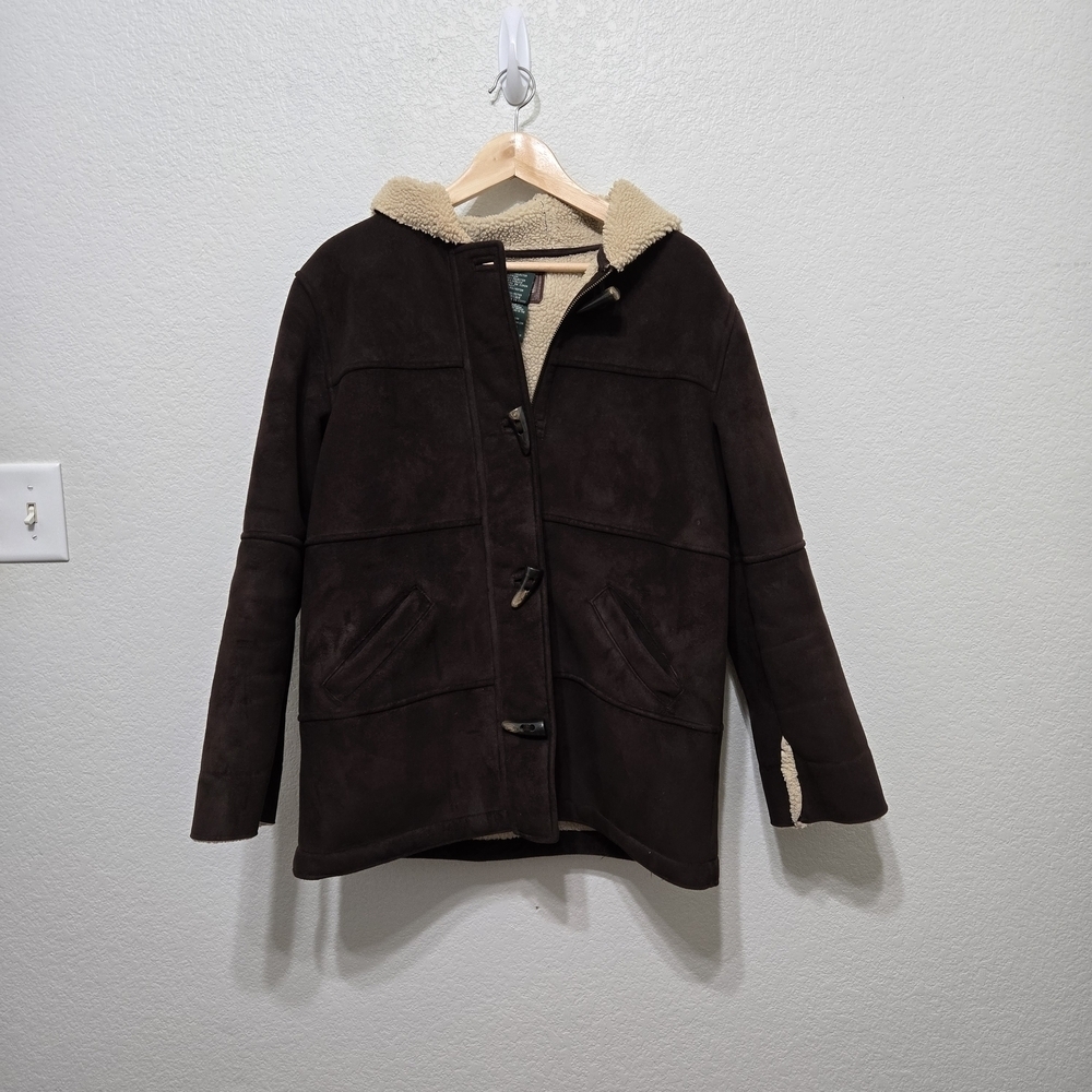 Lauren Ralph Lauren Brown Toggle Hooded Coat Size PM